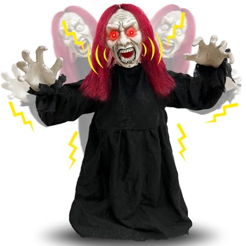 Halloween Animatronics Zombie Groundbreaker with Sound Activated & Glowing Eye, 2.6 Ft Outdoor Decor K4206