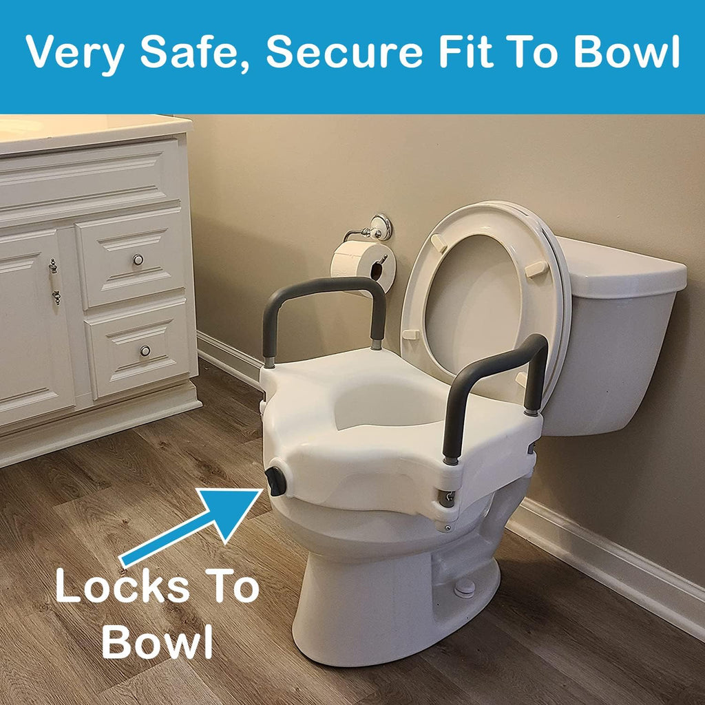 Carex E-Z Lock Raised Toilet Seat with Adjustable Handles V153