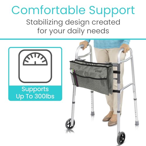 Vive Mobility Folding Walker for Seniors with Wheels and Bag R4434