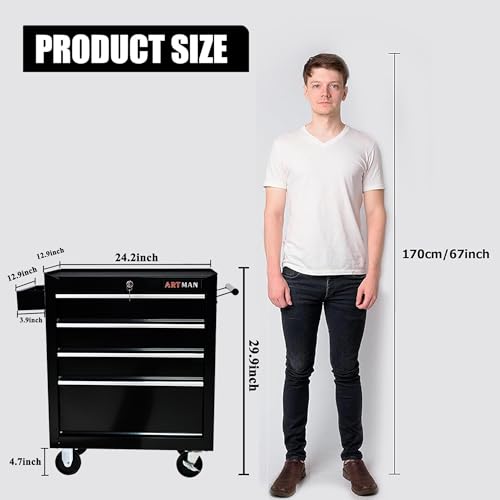 5-Drawer Rolling Tool Cart with Wheels, Black V51953