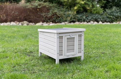 TRIXIE Outdoor Cat House Weatherproof Shelter with Raised Floor, Gray Fir Wood M6933