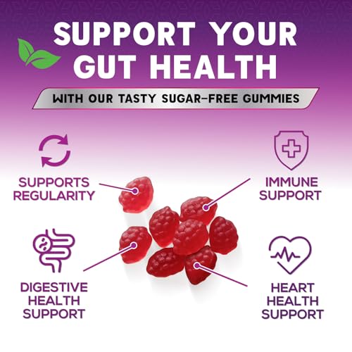 Sugar Free Fiber Gummies for Adults, Prebiotic Digestive Support, Non-GMO, Berry Flavor, 120 Count D560129