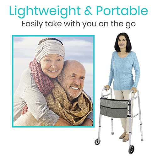 Vive Mobility Folding Walker for Seniors with Wheels and Bag R4434
