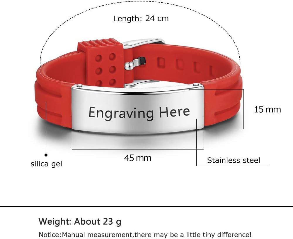 Waterproof Silicone Medical Alert Bracelet for Men Women P28402