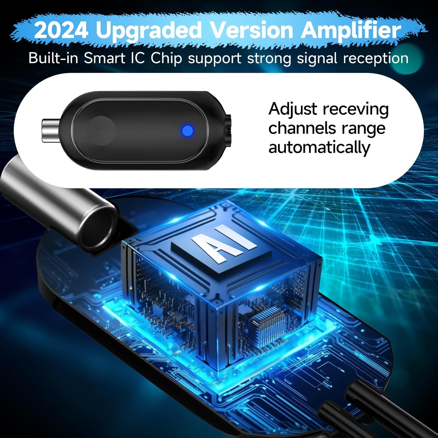 Digital TV Antenna Indoor 4K 1080p with Amplifier and Coaxial Cable F643
