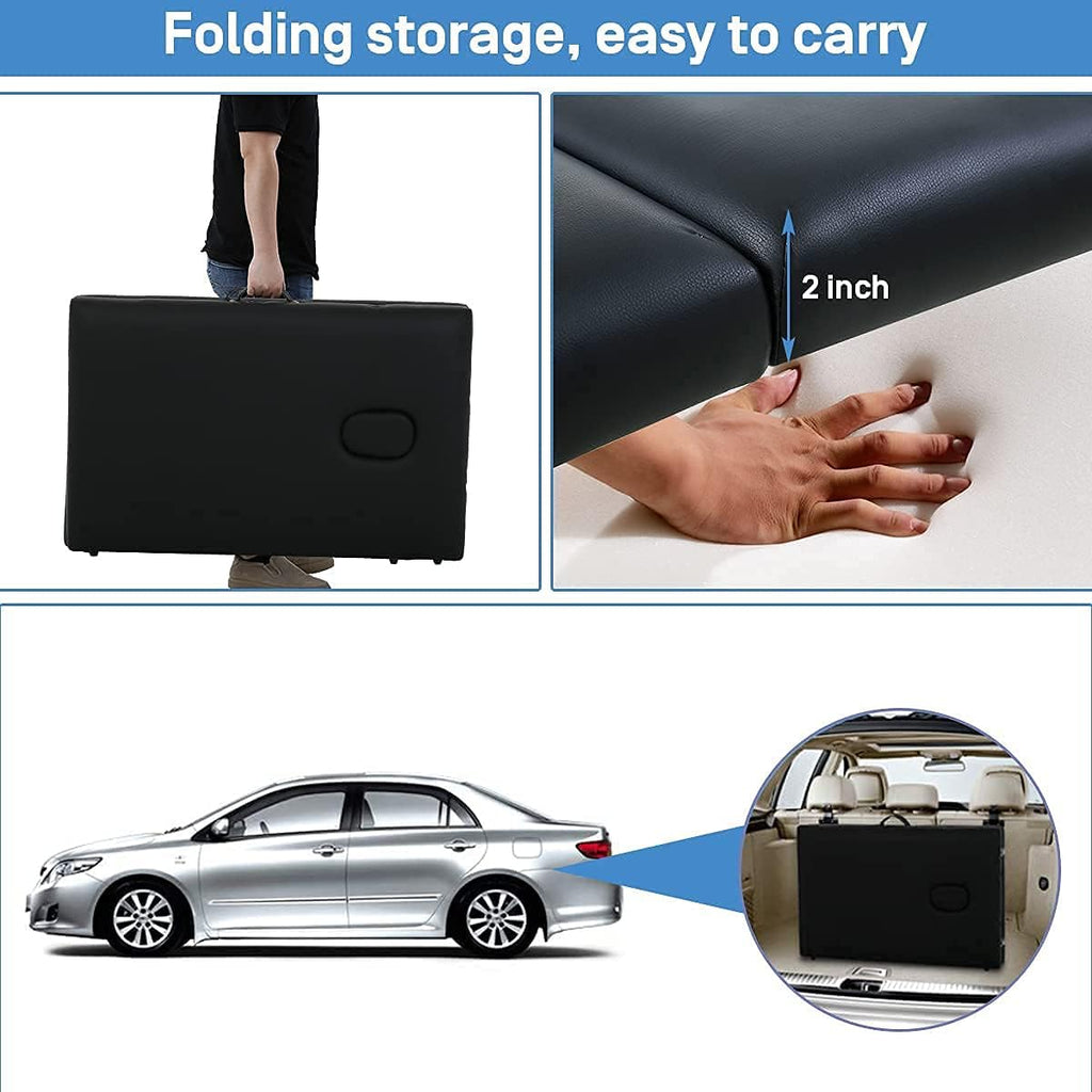 Aluminium Massage Table 2 Fold 73 Inch Portable with Armrest, Black S357178