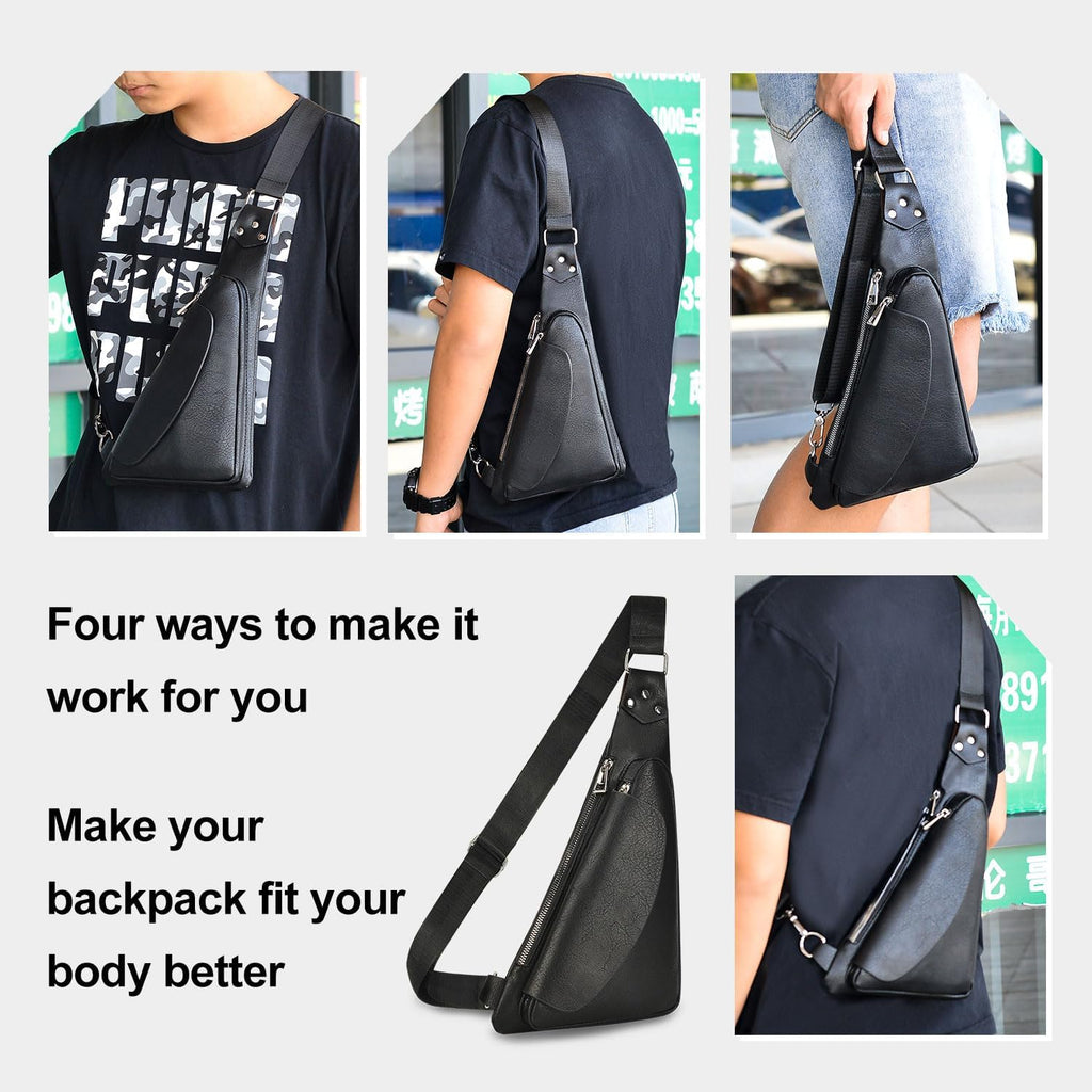Men's Leather Anti-Theft Crossbody Sling Bag J5827
