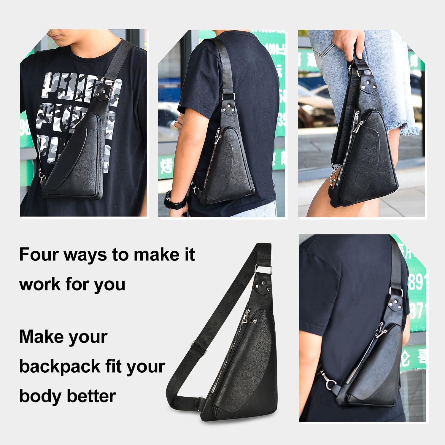 Men's Leather Anti-Theft Crossbody Sling Bag J5827