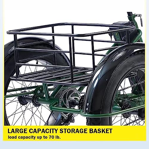 Electric Trike for Adults, 750W 48V 15Ah Removable Battery, 24-20" Fat Tire 3-Wheel Bicycle G78961