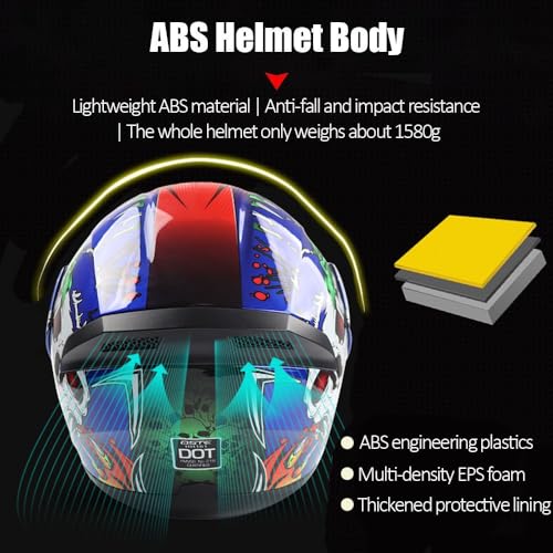 Bluetooth Modular Motorcycle Helmet DOT Approved Full Face Flip Up P49472