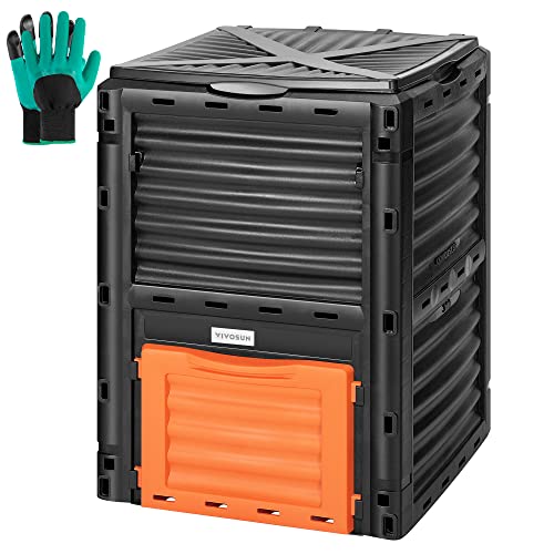 VIVOSUN Tumbling Composter, 18.5 Gallon Compost Bin, Heavy-Duty Compost Tumbler w/Sliding Door, Lockable Brake and Rotating Design for Fast Creation of Fertile Soil, Outdoor