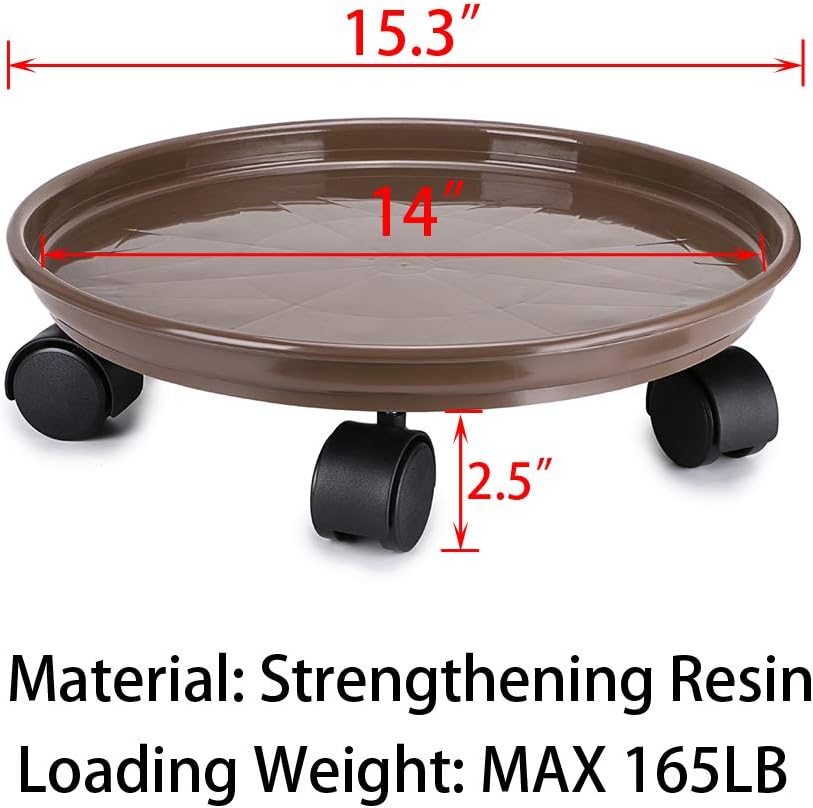 Skelang 2 Packs 15.5" Plant Caddy with Casters, Plant Dolly for Heavy Planter M600807