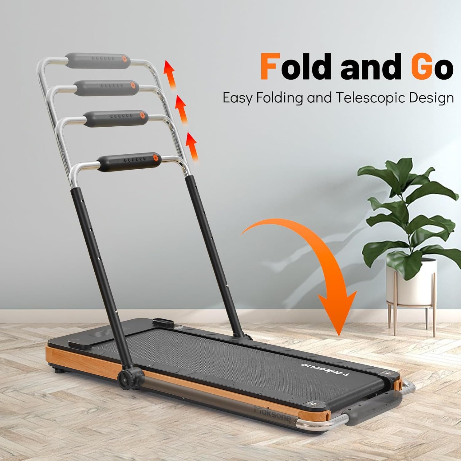 Maksone Folding Walking Pad, Under Desk Treadmill with Adjustable Handlebar V32689