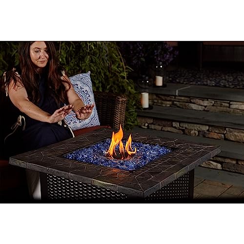 Endless Summer 30-Inch Square Propane Outdoor Fire Pit Table with Resin Mantel H7468