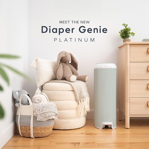 Diaper Genie Platinum Pail Stone Grey Stainless Steel with 1 Refill S8685