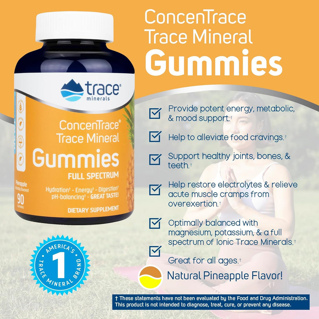 Trace Minerals ConcenTrace Chewable Gummies Full Spectrum Pineapple 90 ct M282442