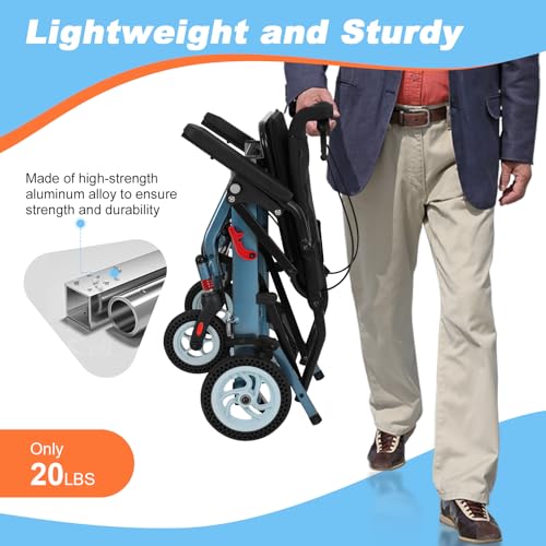 Lightweight Foldable Transport Wheelchair for Adults, 20 LBS O106677