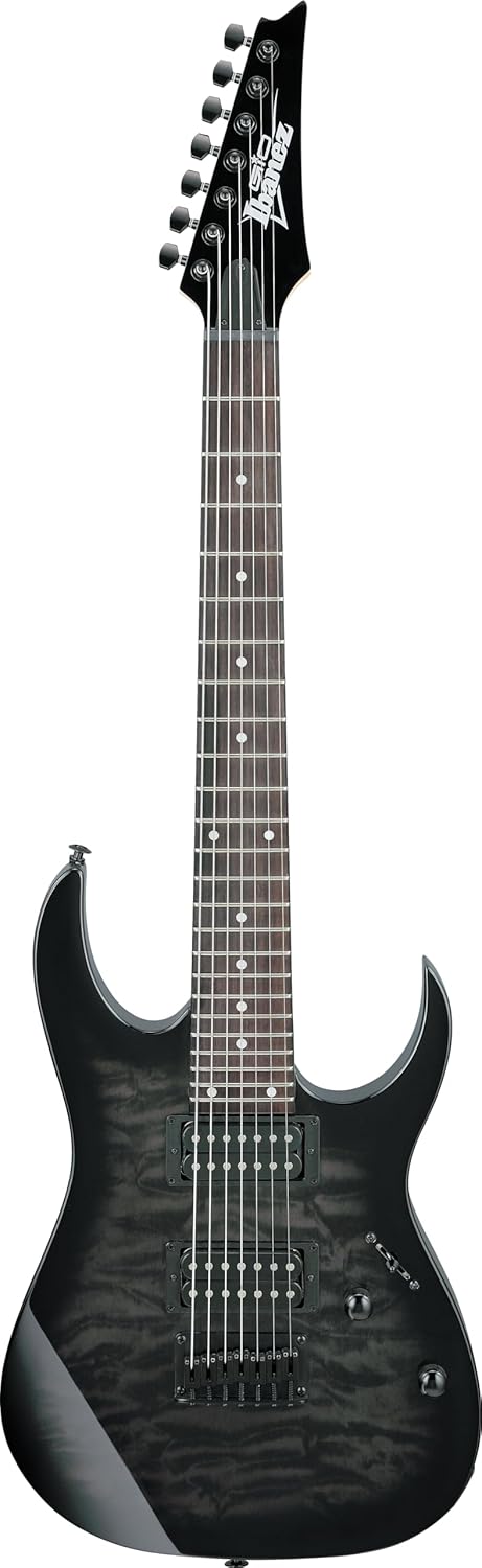 Ibanez GRG7221QATKS GIO RG 7-String Electric Guitar - Transparent Black Sunburst