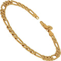 LIFETIME JEWELRY Swiss Diamond Cut Figaro Bracelet 24k Real Gold Plated Bracelets for Women and Mens Bracelet