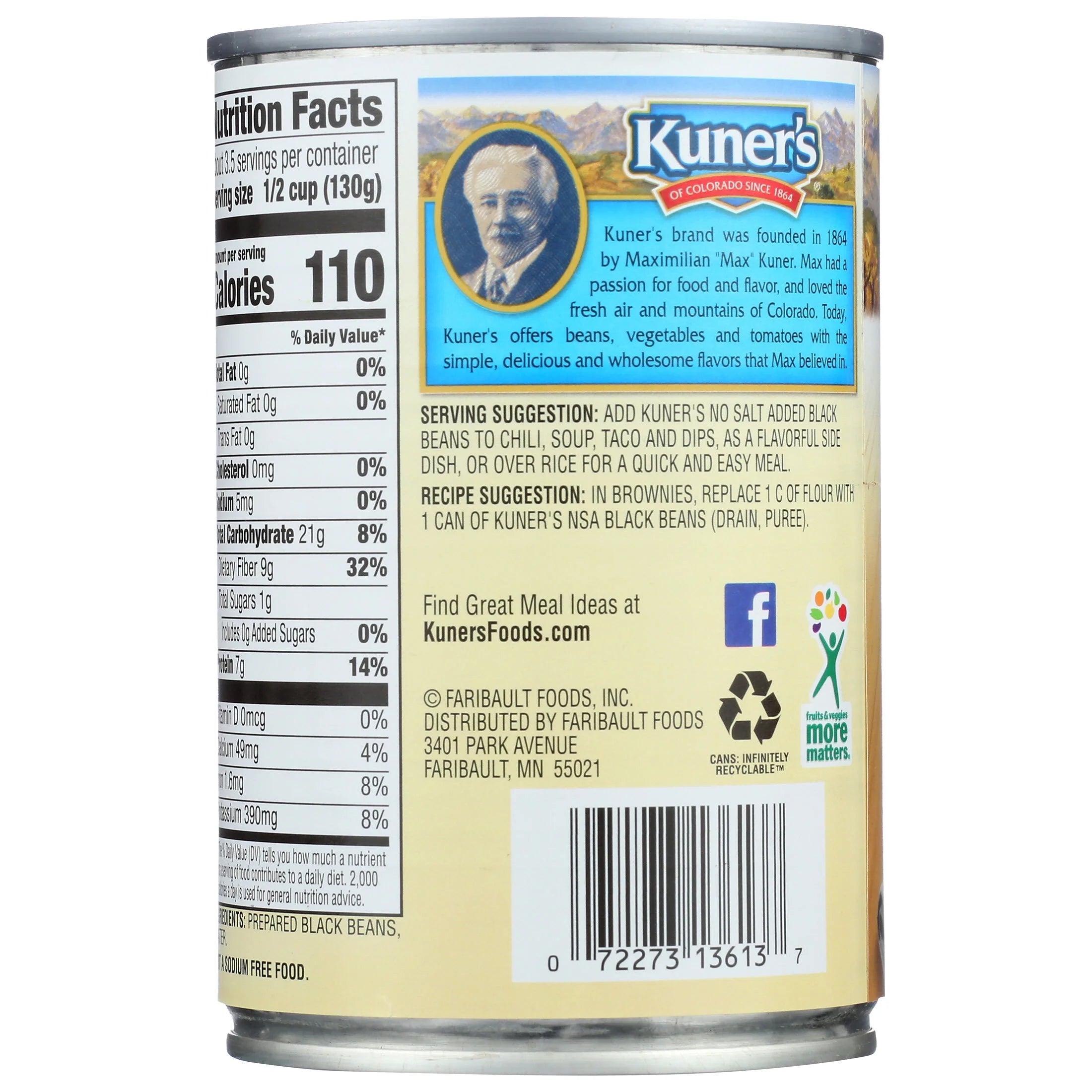 Kuner's Black Beans No Salt Added 15 oz. Can O5048