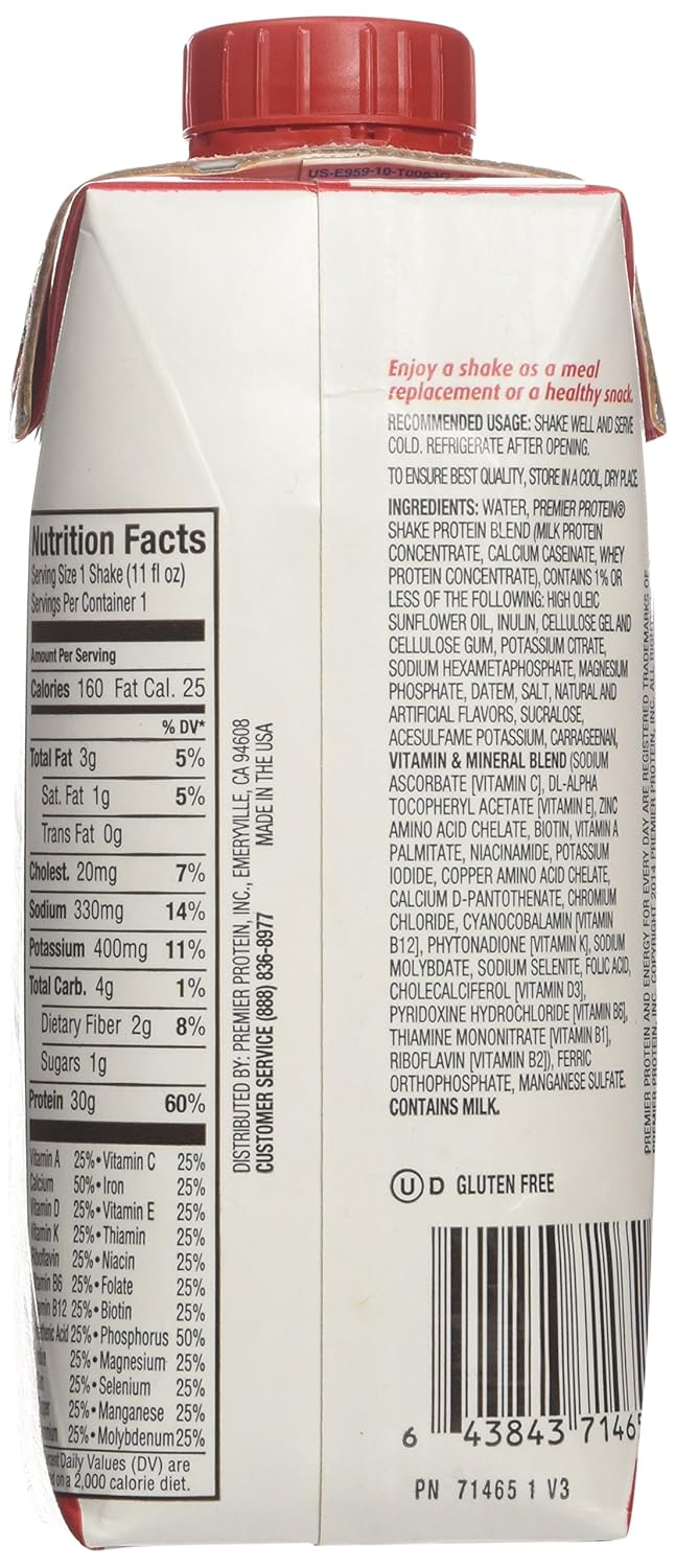 Premier Protein High Protein Shake, Strawberry Cream, 12 Pack Y56875