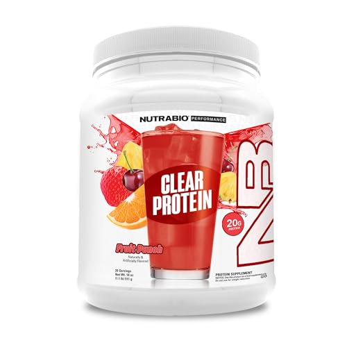 NutraBio – Clear Whey Protein Isolate Powder – Maximize Muscle Growth – Fast Acting Formula – Rapid Absorption – 20 Servings – Strawberry Lemonade
