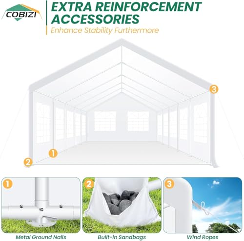 COBIZI 20x40 Party Tent Heavy Duty with Removable Sidewall, White S4012