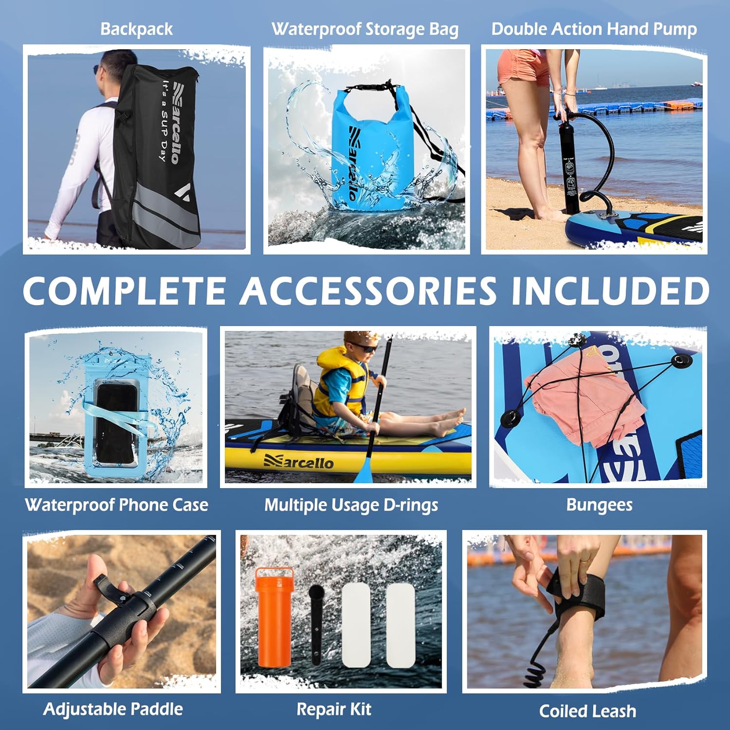 Inflatable Stand Up Paddle Board 10.6ft with Pump, Leash & Backpack for Adults J7440