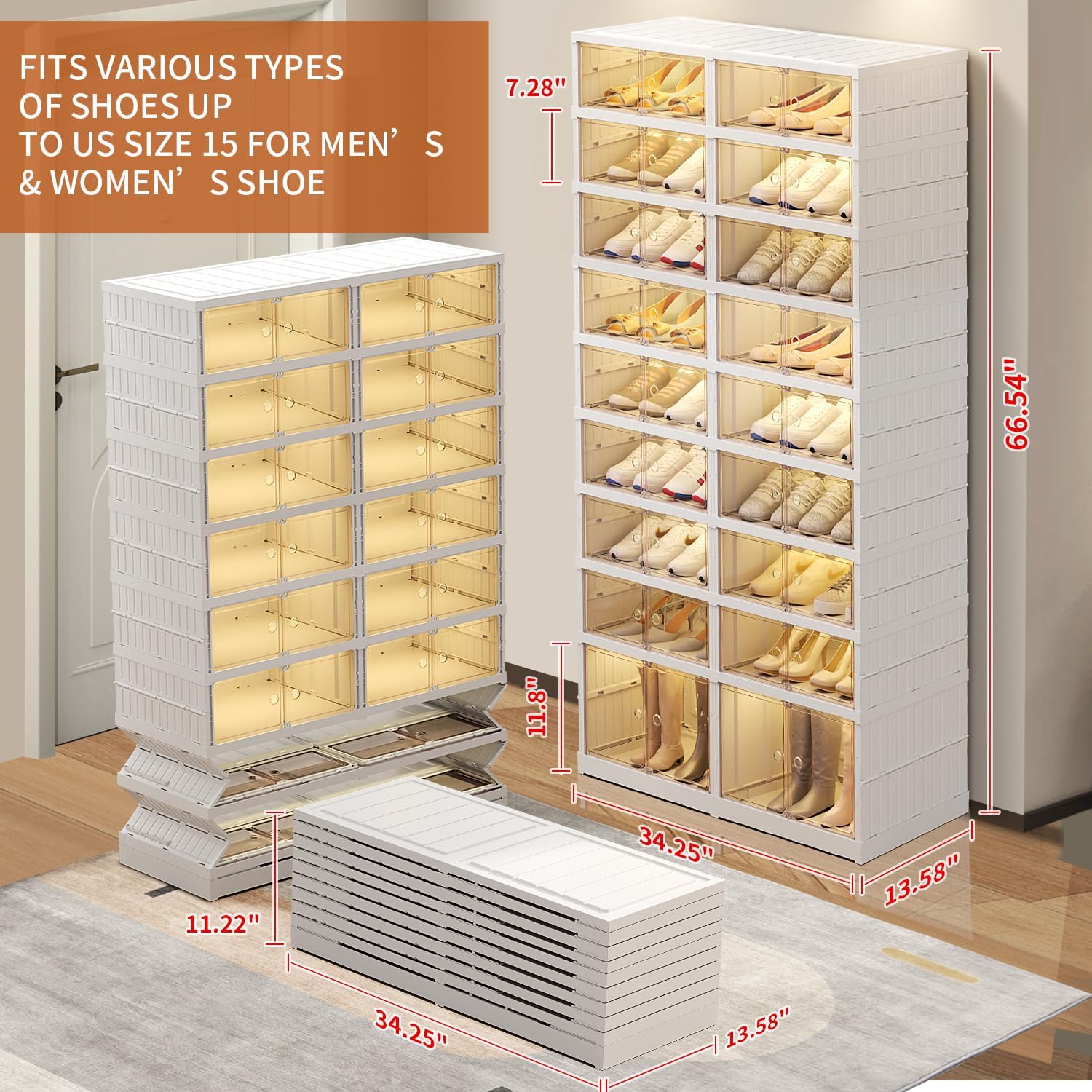 9 Tier Foldable Shoe Rack Organizer for Closet, 18-36 Pairs H289757