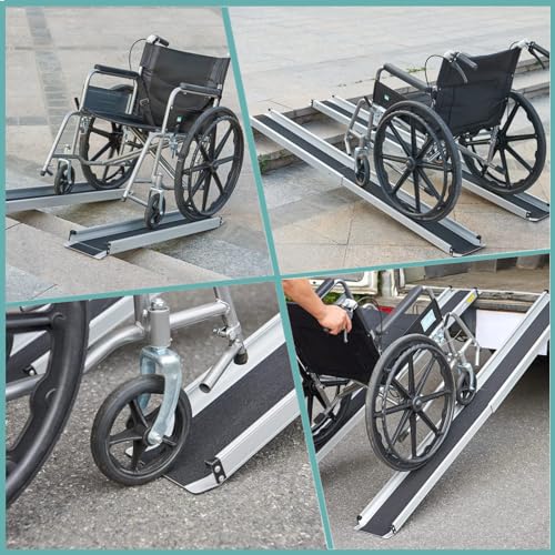 Adjustable Wheelchair Ramp 6FT Telescoping Portable Aluminum Non-Skid with Storage Bag (2 Pack) P4010