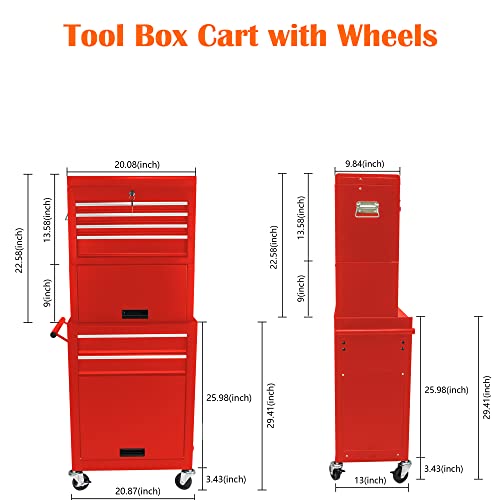 5-Drawer Rolling Tool Cart with Wheels, Black V51953
