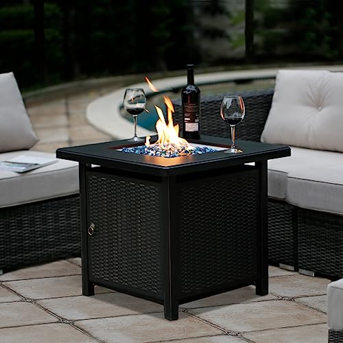 BALI OUTDOORS 50000 BTU Propane Fire Pit Table with Lid, 28 inch, Black Y709007