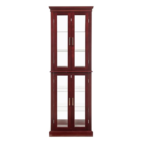 Knocbel Classic 70" Tall 6-Shelf Curio Cabinet with Glass Doors, Oak D6814