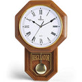 Pendulum Wall Clock Battery Operated - Regulator Clock - Wooden Schoolhouse Wall Clock with Pendulum - Wood Pendulum Clock - Decorative Wall Clocks for Living Room Decor, Home, Office and Gift 18x11