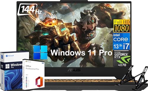 ASUS TUF 15.6" FHD 144Hz Gaming Laptop PC - with Microsoft Office Lifetime License, Intel 10-Core i7-13620H (Beats i9-12900H), GeForce RTX 4070 8GB, 32GB DDR5, 2TB SSD, Wifi6, Backlit KB, Win 11 Pro