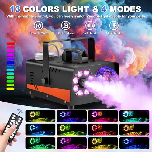 1200W Fog Machine with Disco Ball Lights, 6000CFM, Wireless Remote J511503