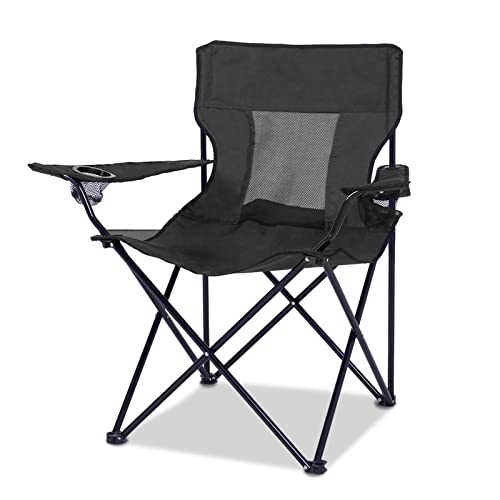 ONENESS Camping Chair, Outdoor Portable Picnic Folding Fishing Chair with 2 Cup Holder for Fishing, Sports, Beach and Camping, Navy