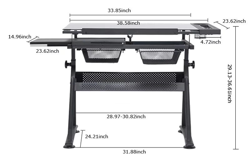 TECHTONGDA Adjustable Drafting Table Tattoo Stencil Glass Desk X62803