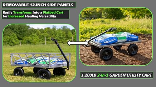 Yard Commander 400LB Heavy Duty Tow Behind ATV Trailer Steel Dump Cart 10-Cubic Feet Garden Utility Trailer V77511