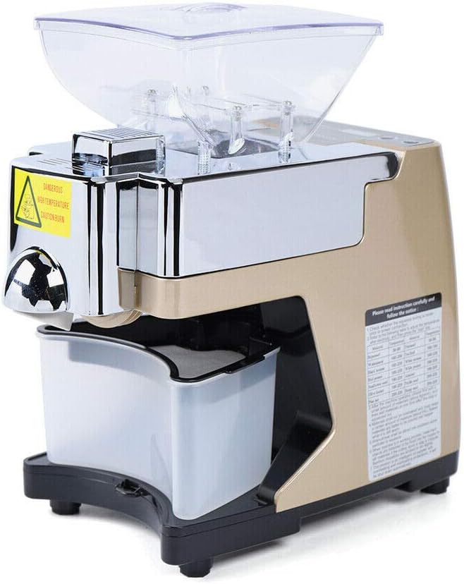 Oil Press Machine for home, 110V 450W Hot & Cold Oil Press, Fully Automatic Oil Extractor, Stainless Steel Nut Oil Press Machine, w/Voice Prompt for Commercial Home