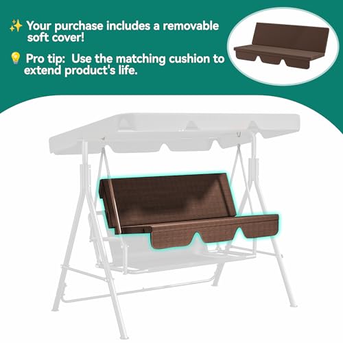 YITAHOME Outdoor Patio Swing Chair 3 Person with Adjustable Canopy, Black P266