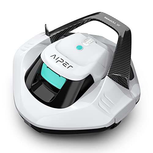 AIPER Cordless Robotic Pool Cleaner, Pool Vacuum with Dual-Drive Motors, Self-Parking Technology, Lightweight, Perfect for above-Ground/In-Ground Flat Pools up to 40 Feet (Lasts 90 Mins)