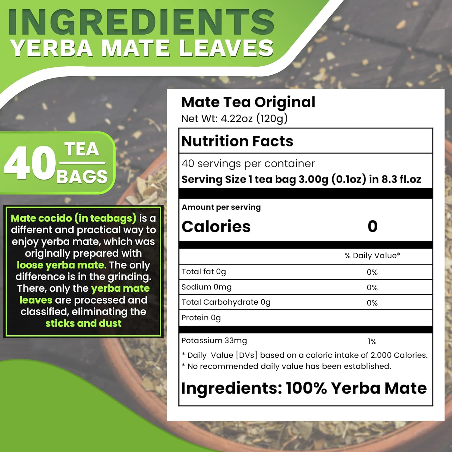 Taragui Yerba Mate Tea Bags - 40 Count N96270