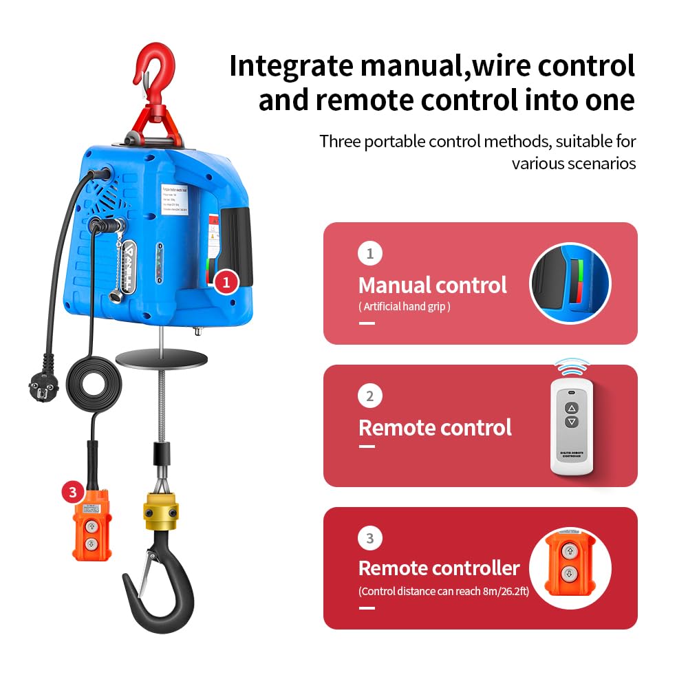ANBULL 3 in 1 Electric Hoist Winch 1100LBS, 110V with Remote Control B4864