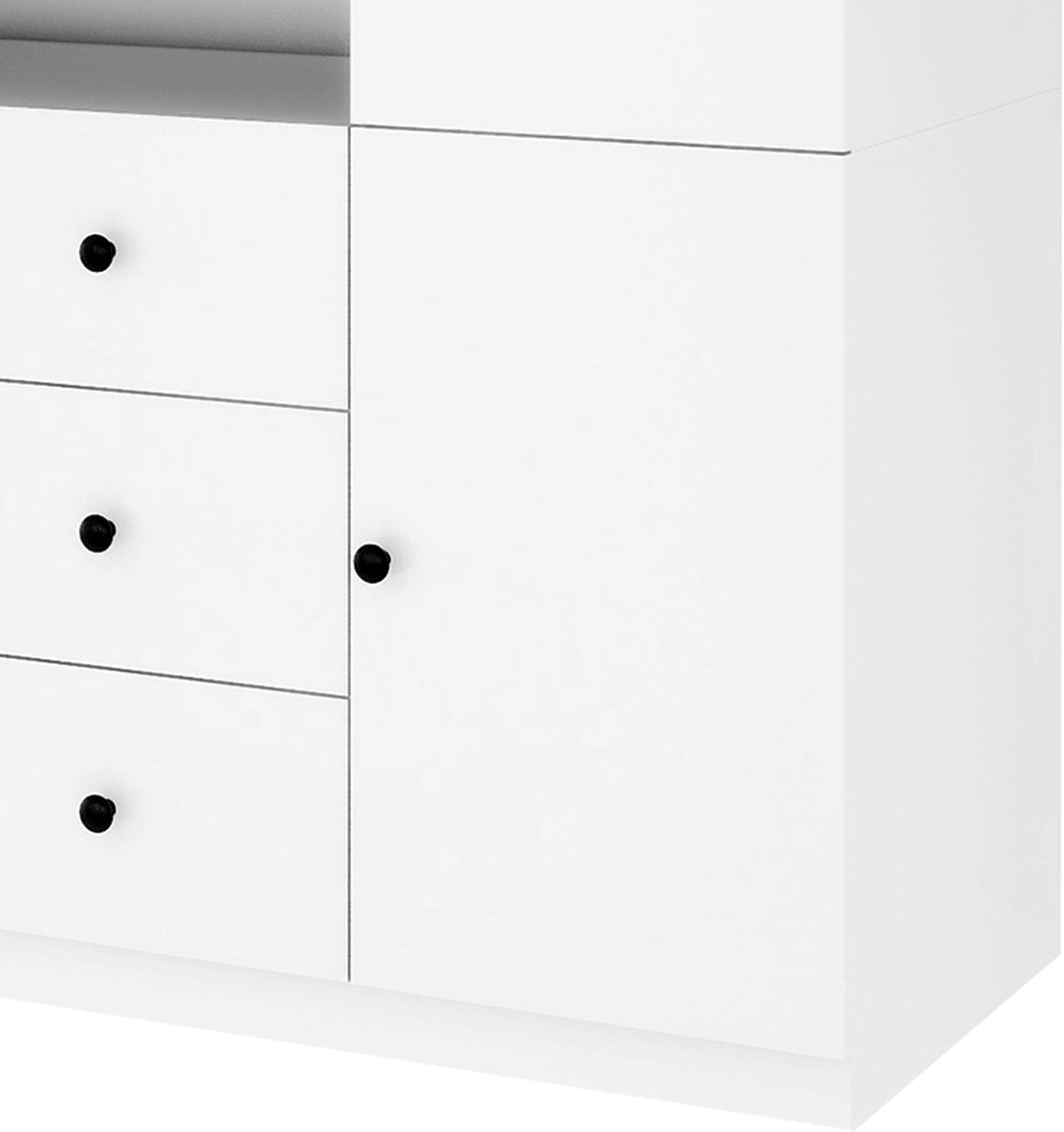 3-Door Armoire Wardrobe Closet with 3 Drawers, White S424