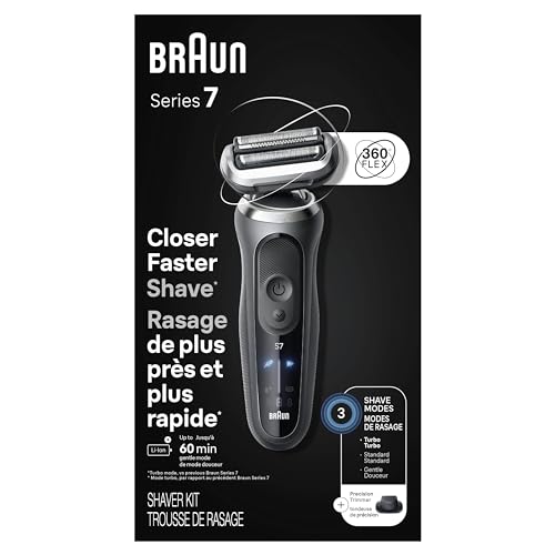 Braun Series 7 7120s Electric Shaver for Men, Wet & Dry, Waterproof, Precision Trimmer, Space Grey N44970