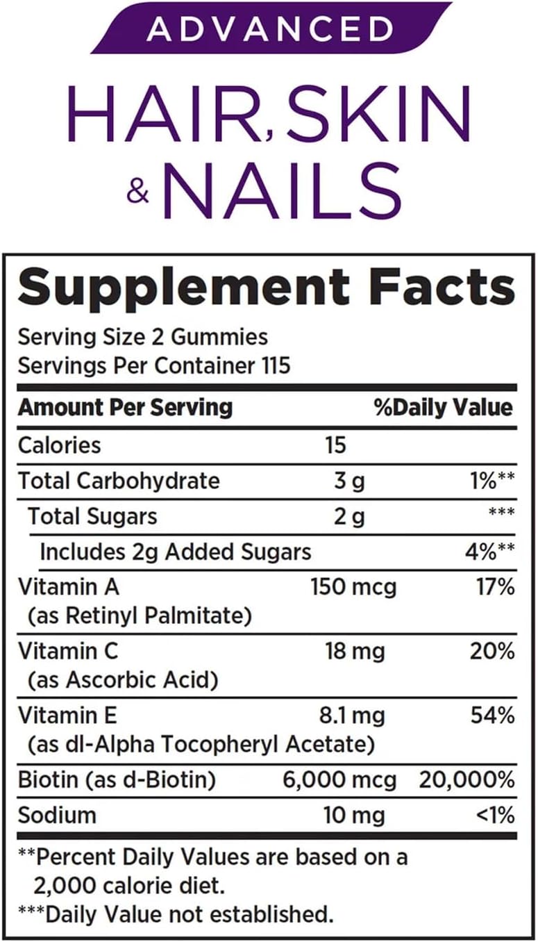 Nature S Bounty Hair Skin & Nails Advanced Gummies, 230 Count, Strawberry T973