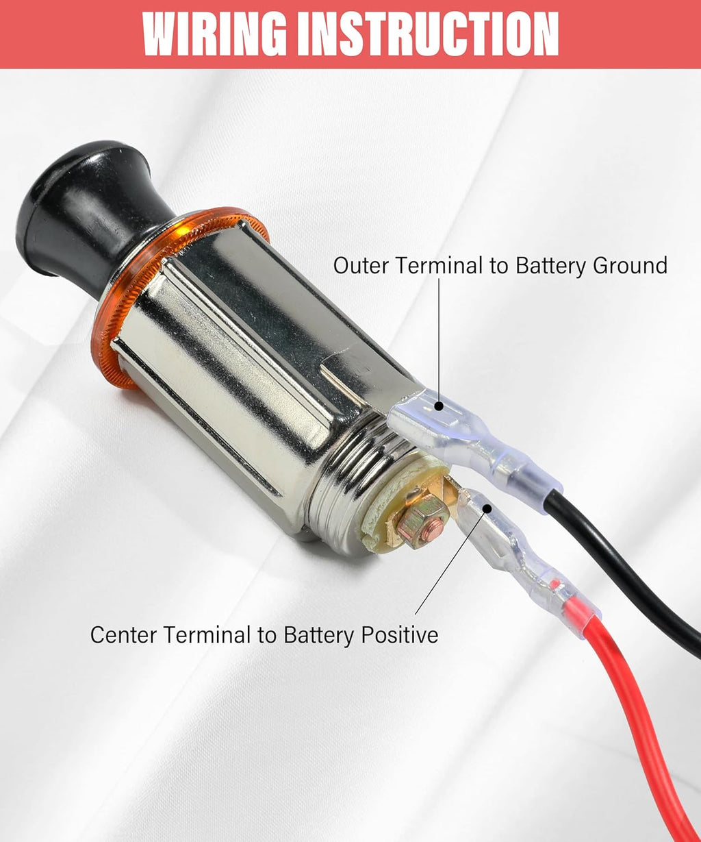 Car Cigarette Lighter with Cable, 12V Socket with Eject Button J532