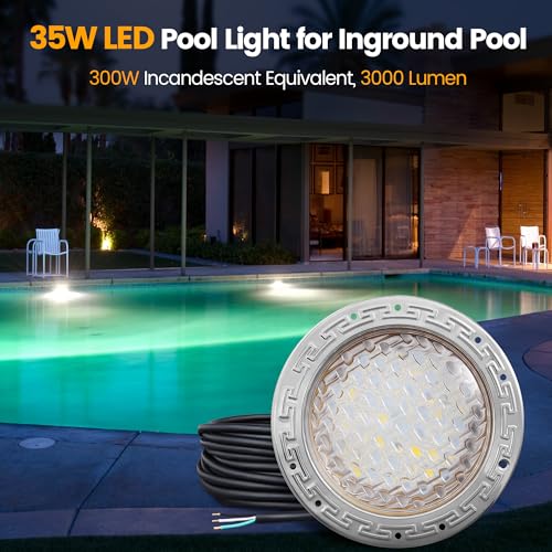 SURAIELEC LED Pool Light for Inground Pool, 12V AC 10 inch Underwater Replacement, 30W 6500K, 100FT Cord P348928