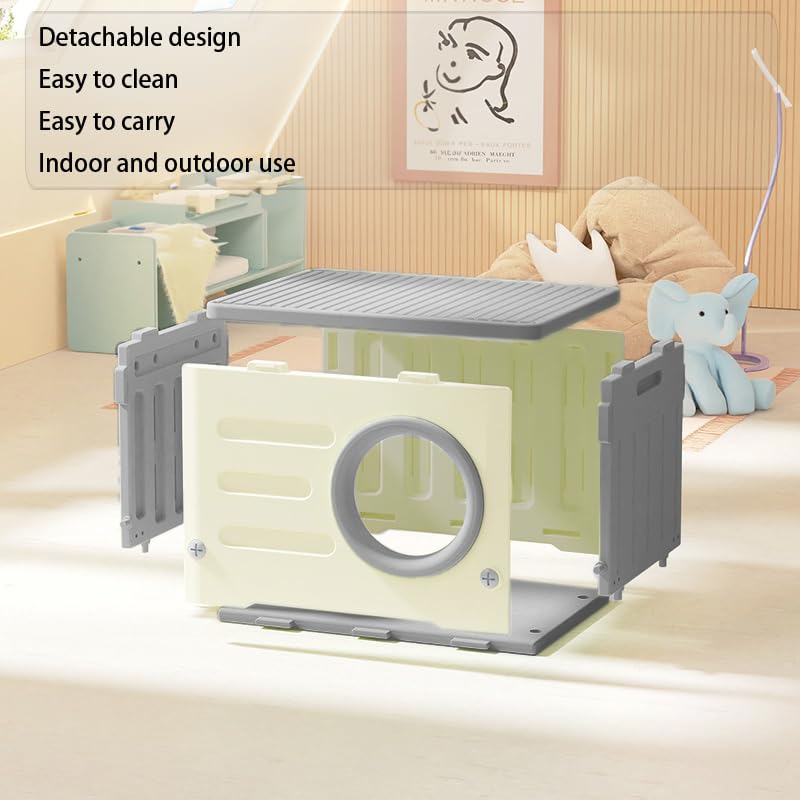 Plastic Cat House for Outdoor Indoor Use, Stackable Feral Cat Shelter with Cat Bed Mat (Gray) D3330